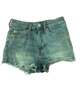 H&M Distressed Frayed Hem Blue Jean Shorts